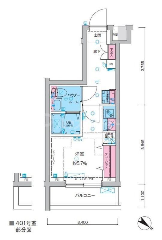 ジェノヴィア妙典(ワンルーム/2階)の間取り写真