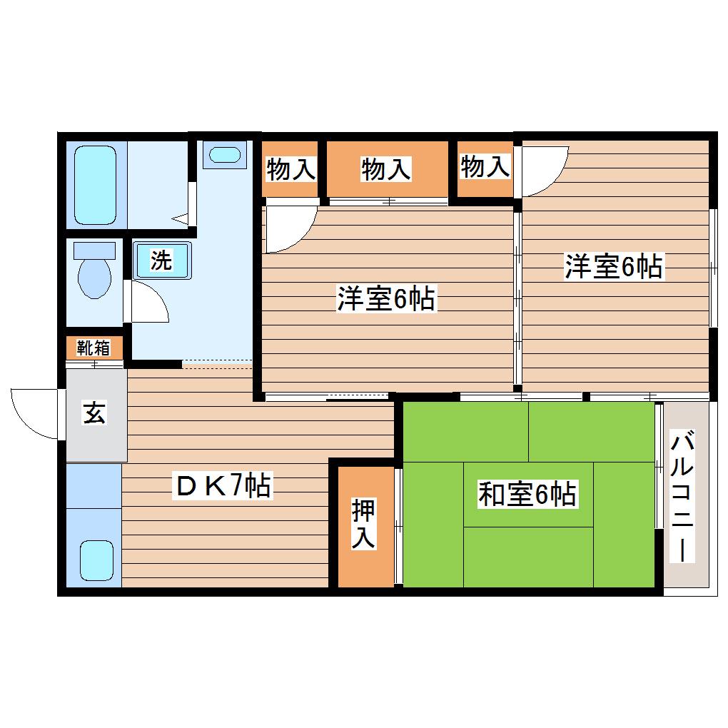 泉崎ハイツ(3DK/2階)の間取り写真