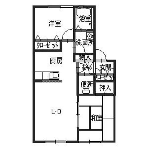 ディアス六百目 A棟(2LDK/2階)の間取り写真