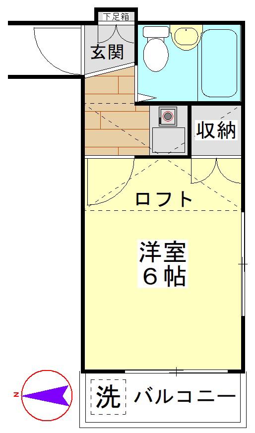 ビューハイツ豊町(1K/2階)の間取り写真