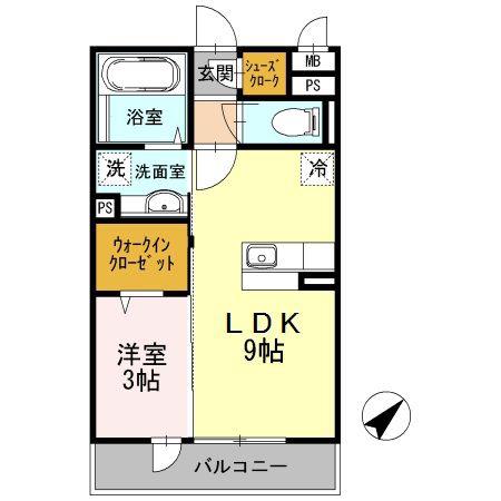グレースコート(1LDK/2階)の間取り写真