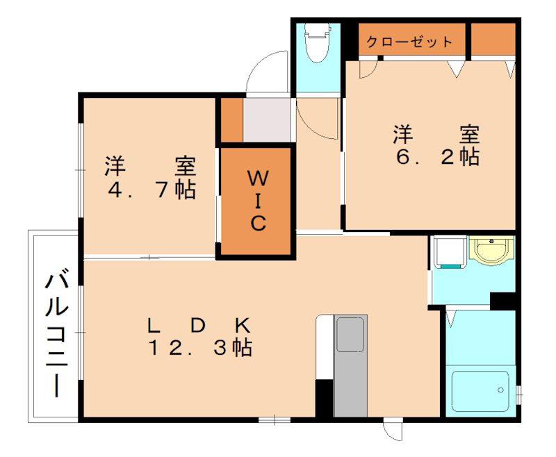 デューク沼口A(2LDK/2階)の間取り写真