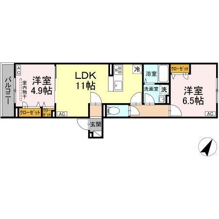 セレスティア柴又VII(2LDK/2階)の間取り写真