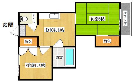 レジデンス津那(2DK/2階)の間取り写真