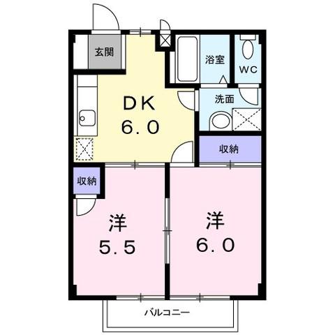 シュティーア(2DK/2階)の間取り写真