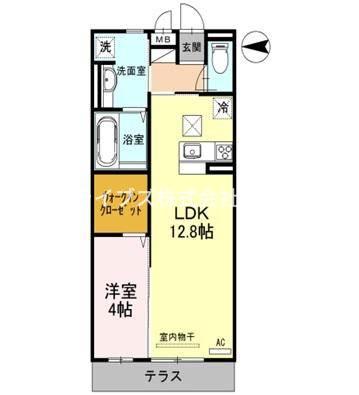 バウプレイス・ミゾ(1LDK/1階)の間取り写真
