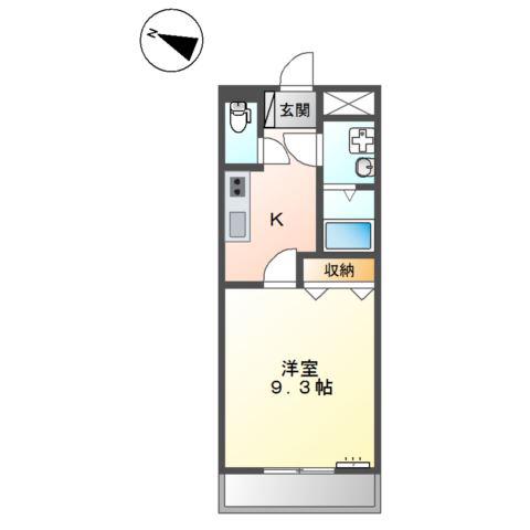 レインボーヒルズ(1K/1階)の間取り写真