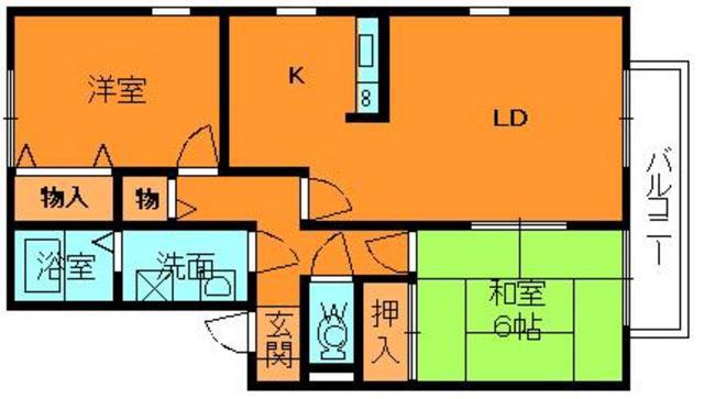 グリーンヴィレッジあい(2LDK/2階)の間取り写真