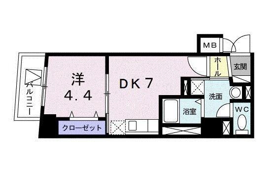 アンソレイエ町屋(1DK/2階)の間取り写真