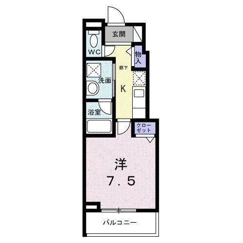 ライズ脇田町 B館(1K/3階)の間取り写真