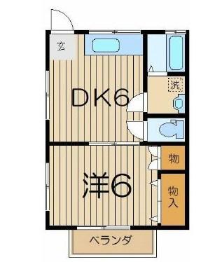 メゾンK(1DK/2階)の間取り写真