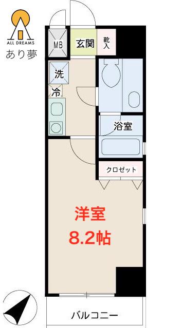 コニファー新子安(1K/5階)の間取り写真