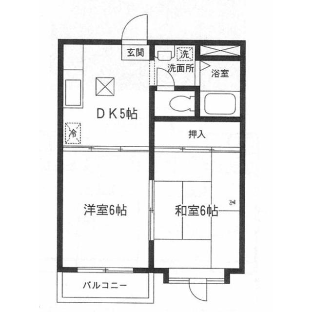 ジュネパレス山田II(2DK/2階)の間取り写真