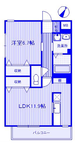 KAYANA(1LDK/2階)の間取り写真