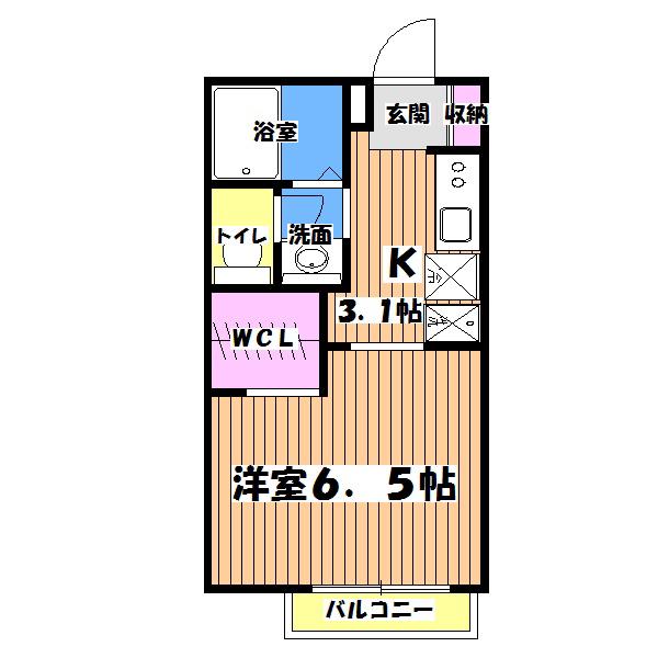 コンフォートヨコタ(1K/2階)の間取り写真