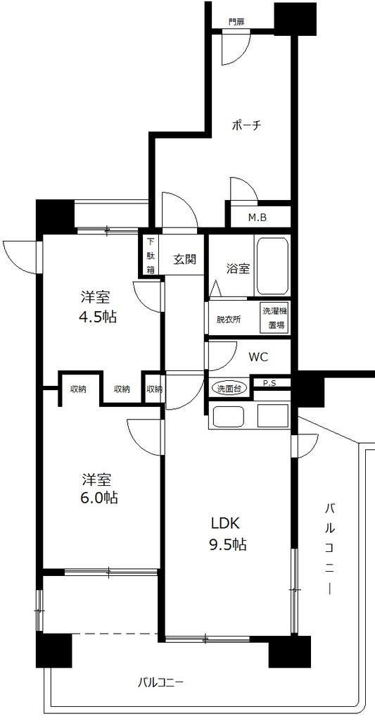 武庫川フレックス(2LDK/3階)の間取り写真