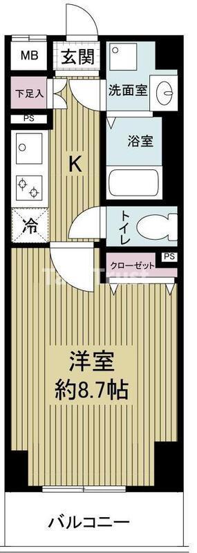 ドゥーエ玉造(1K/5階)の間取り写真