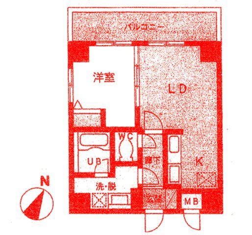 サンクスライフB.L.D(1LDK/6階)の間取り写真