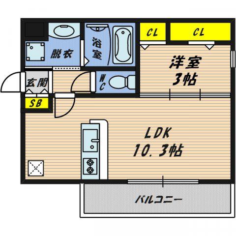グロリオサ(1LDK/2階)の間取り写真
