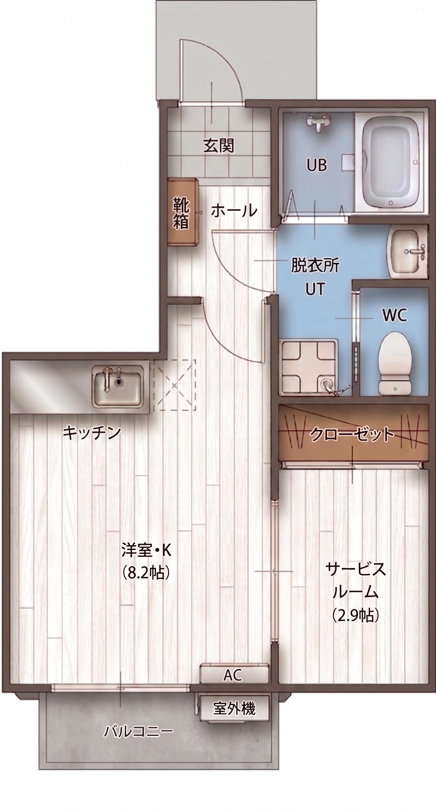 コンシェルジュライフ A棟(1SK/1階)の間取り写真