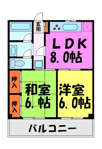 ハイツエフ・オー(2LDK/3階)の間取り写真