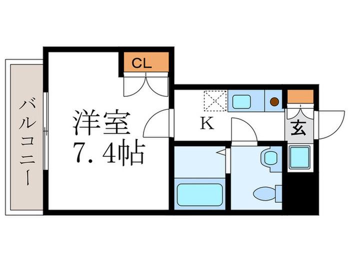 ソーシア西院(1K/2階)の間取り写真
