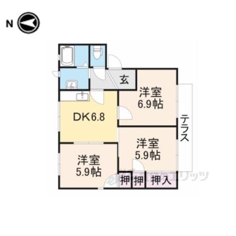 セントラルヴィラ(3DK/1階)の間取り写真