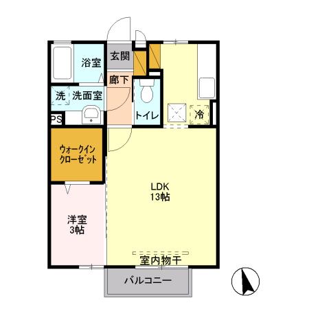 セレーノA(1LDK/1階)の間取り写真