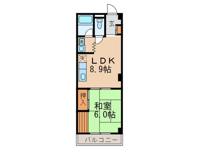 GYC宇美(1LDK/2階)の間取り写真