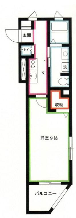 エースカI(1K/3階)の間取り写真