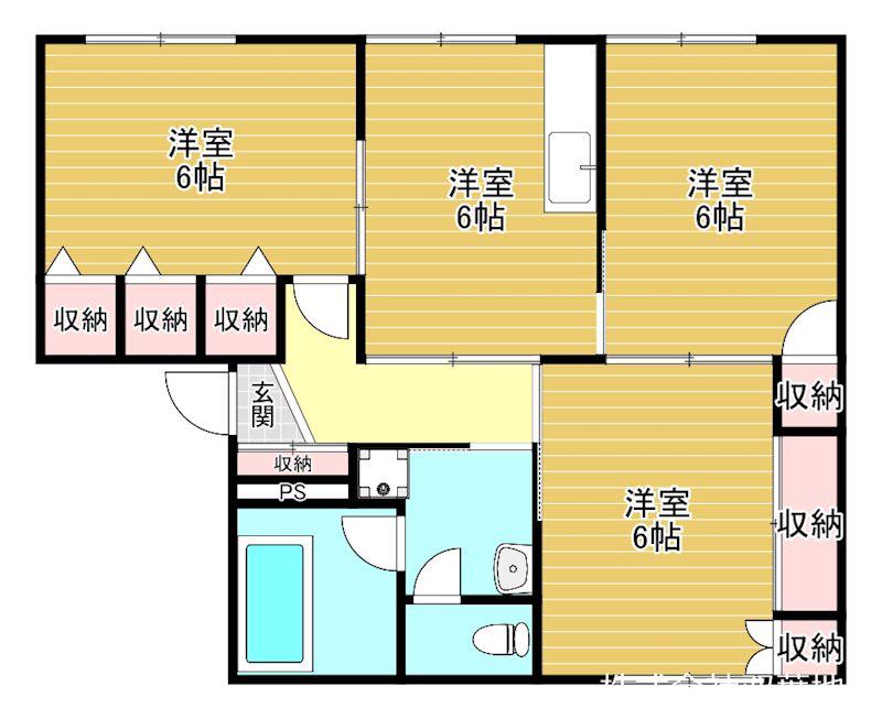 竹下マンション(3DK/1階)の間取り写真
