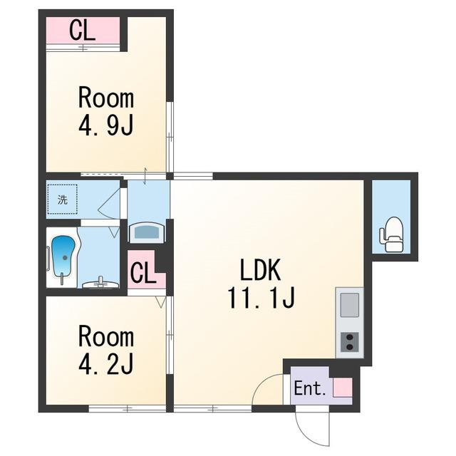 N-MAISON和歌浦南(2LDK/1階)の間取り写真