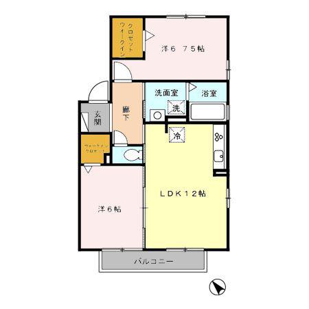 ZUCCA(2LDK/2階)の間取り写真