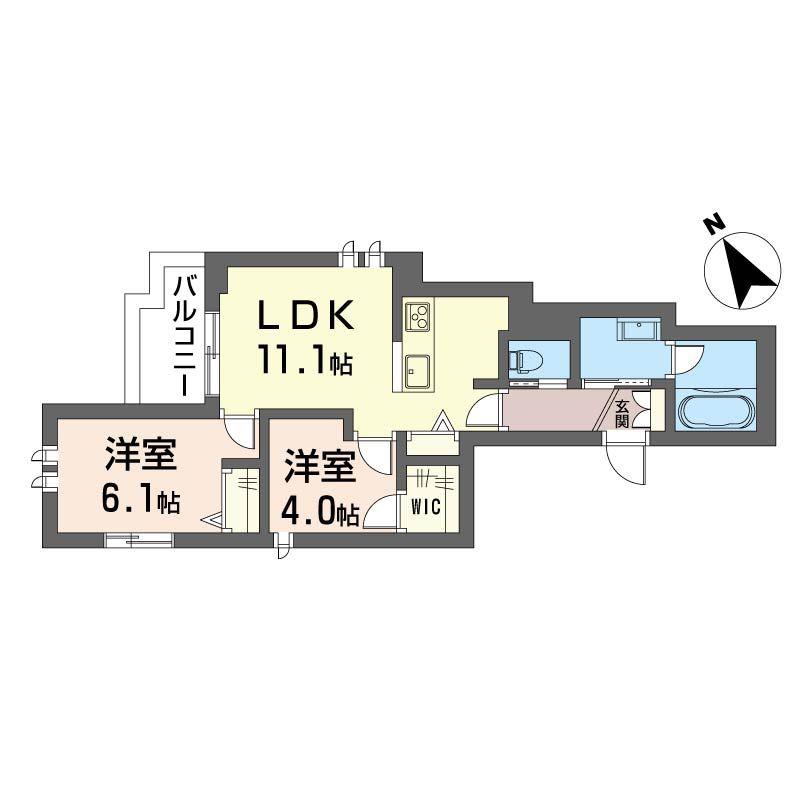 スピネル千川(2LDK/2階)の間取り写真