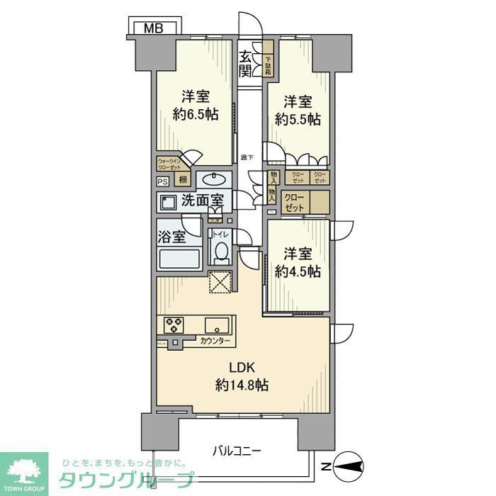 AQUA VISTA(3LDK/3階)の間取り写真