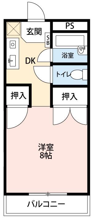 丸七コーポIII(1K/3階)の間取り写真