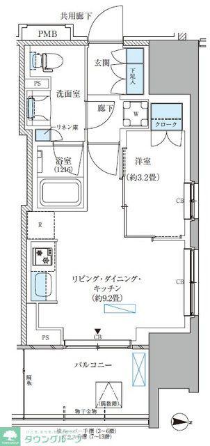 パークアクシス西大島コンフォートスクエア(1LDK/9階)の間取り写真