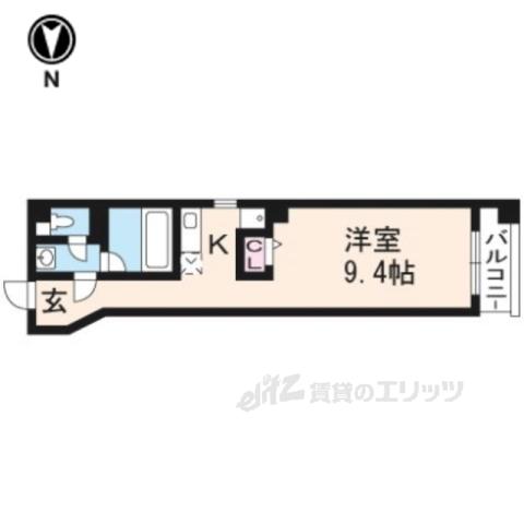 バウハウス富小路三条(1K/5階)の間取り写真