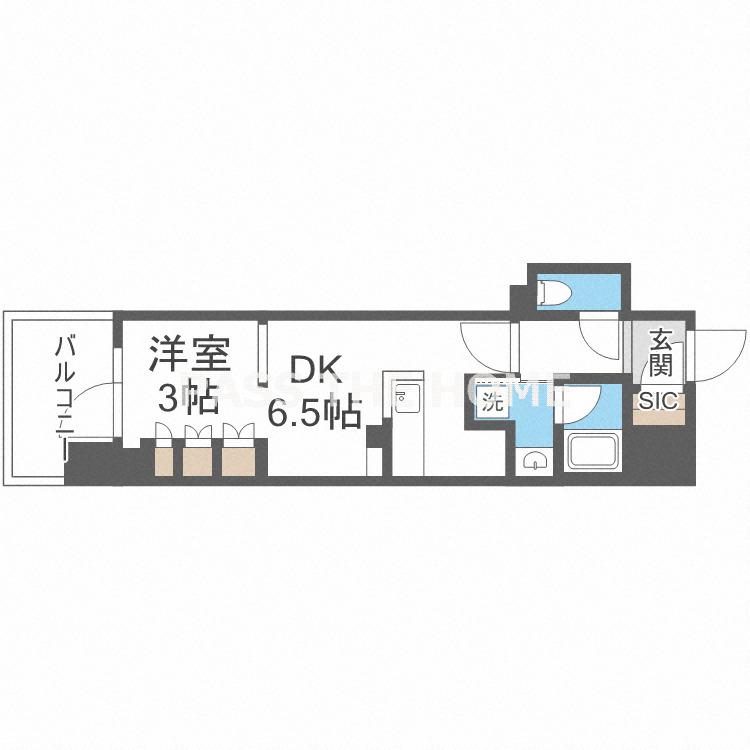 BPRレジデンス大阪本町Q(ワンルーム/15階)の間取り写真