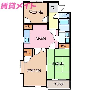 セントラルアイランドB(3DK/2階)の間取り写真