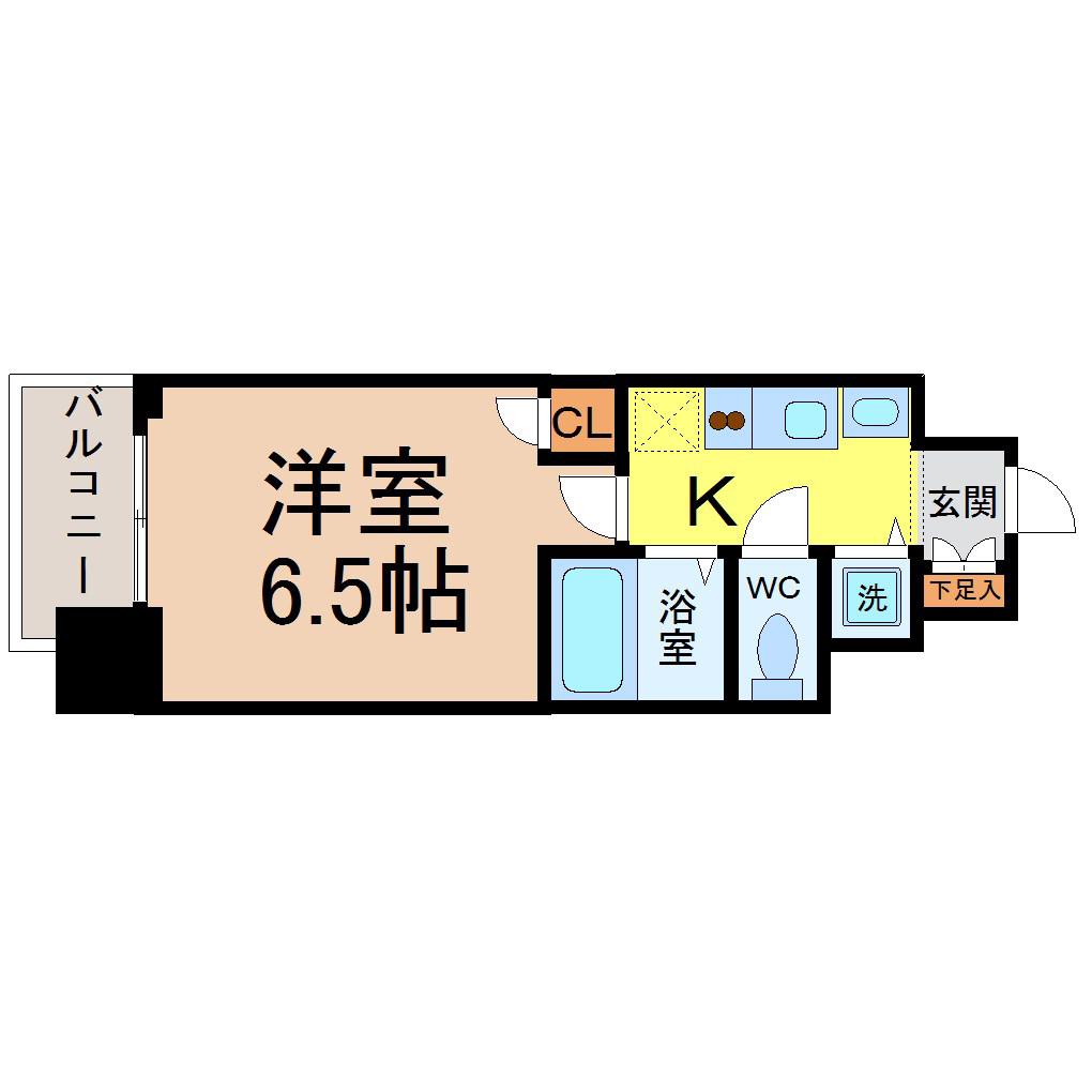ライジングコート瑞穂通(1K/5階)の間取り写真