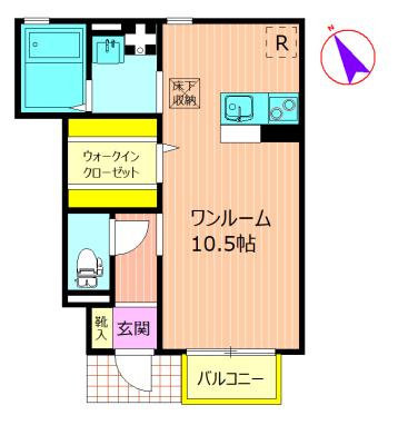 ミコノス橋本(ワンルーム/1階)の間取り写真