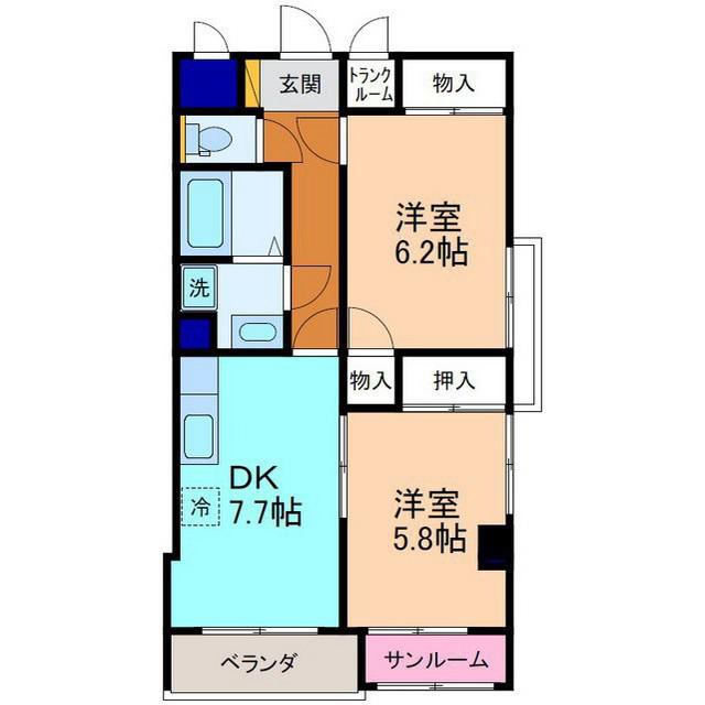 カサ・ミラ(2DK/3階)の間取り写真
