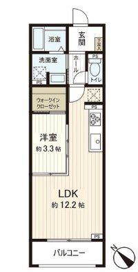 MOCXION成田町(1LDK/2階)の間取り写真