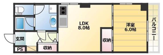 FSビル(1LDK/6階)の間取り写真