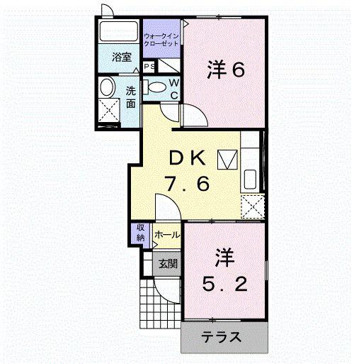 メゾンドールB(2DK/1階)の間取り写真