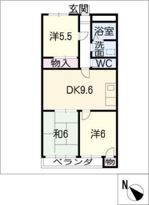 山田ビル(3DK/6階)の間取り写真