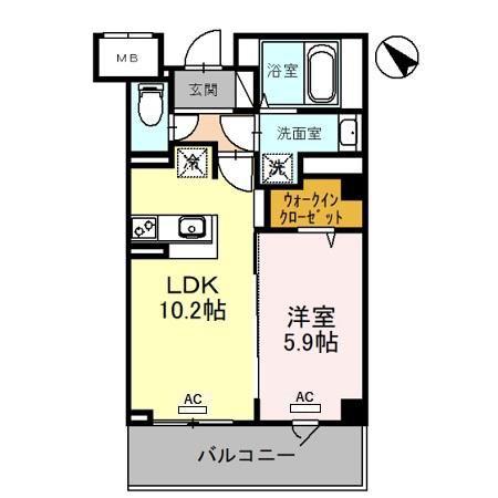 グランアネシス金澤II(1LDK/3階)の間取り写真