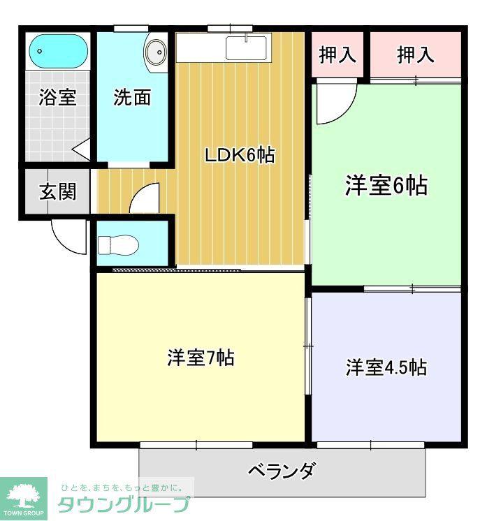 ベルグレイス鷲宮(3DK/2階)の間取り写真