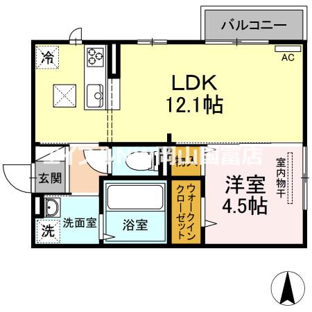 パレンティーア(1LDK/1階)の間取り写真